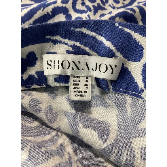 Shona Joy 'Pombeline' Blue Linen Bias Wrap Maxi Skirt Size 4 - Picture 3 of 5